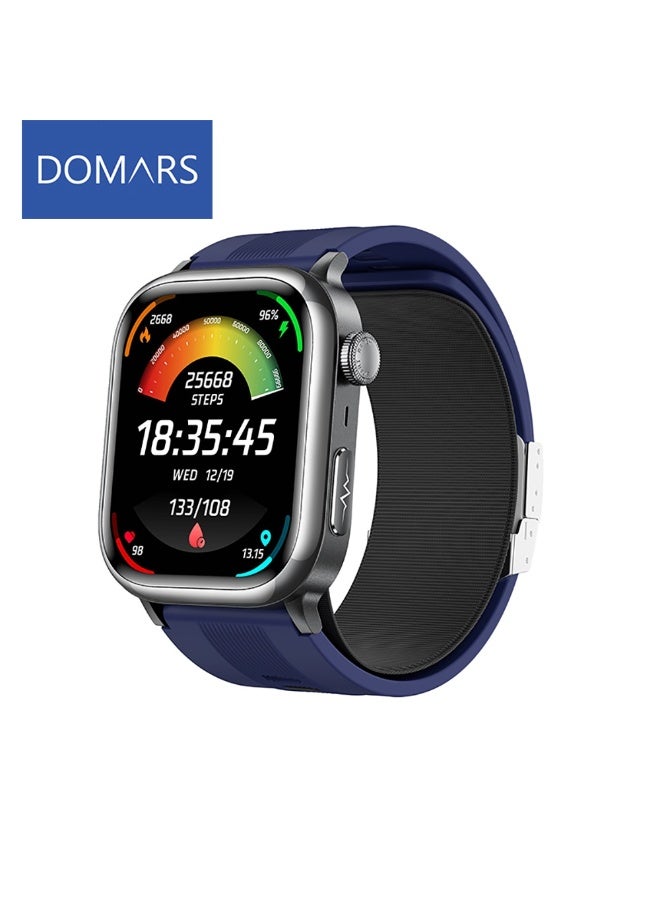 Domars Smart Watch for Women Men,Sports Modes Smartwatch with 2.06" HD Touchsreen, with Real-Time Monitoring of Heart Rate, Blood Oxygen, Body Temperature, Blood Pressure, Sleep Auality and Stress Levels.Bluetooth Call & Music Control Fitness Watch for iPhone/Android (Blue) - Image 1